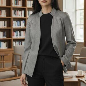 Apt 9 Open Birdeye Gray Structured Office Blazer Womens Suit Jacket Size Medium